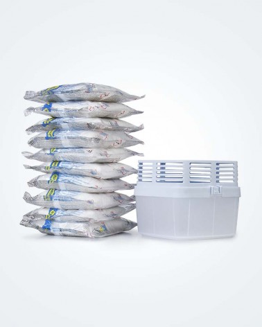 Pacote Desumidificador Premium 450g + 10 recargas anti-humidade