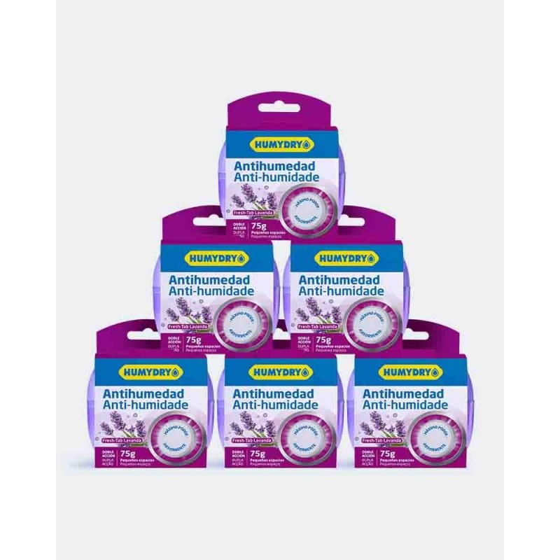 Lote Humydry 6 Desumidificadores Duplo 75 g Lavanda