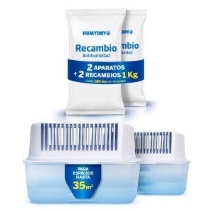 Lote 2 Desumidificadores Humydry 1 kg + 2 Recargas